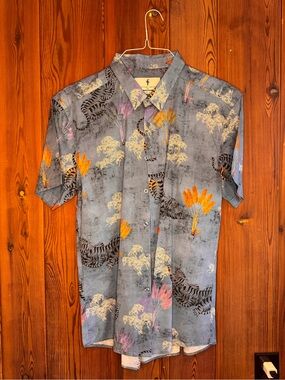 Father Sons Men's Short-Sleeve Floral & Tiger Print Shirt - Blue